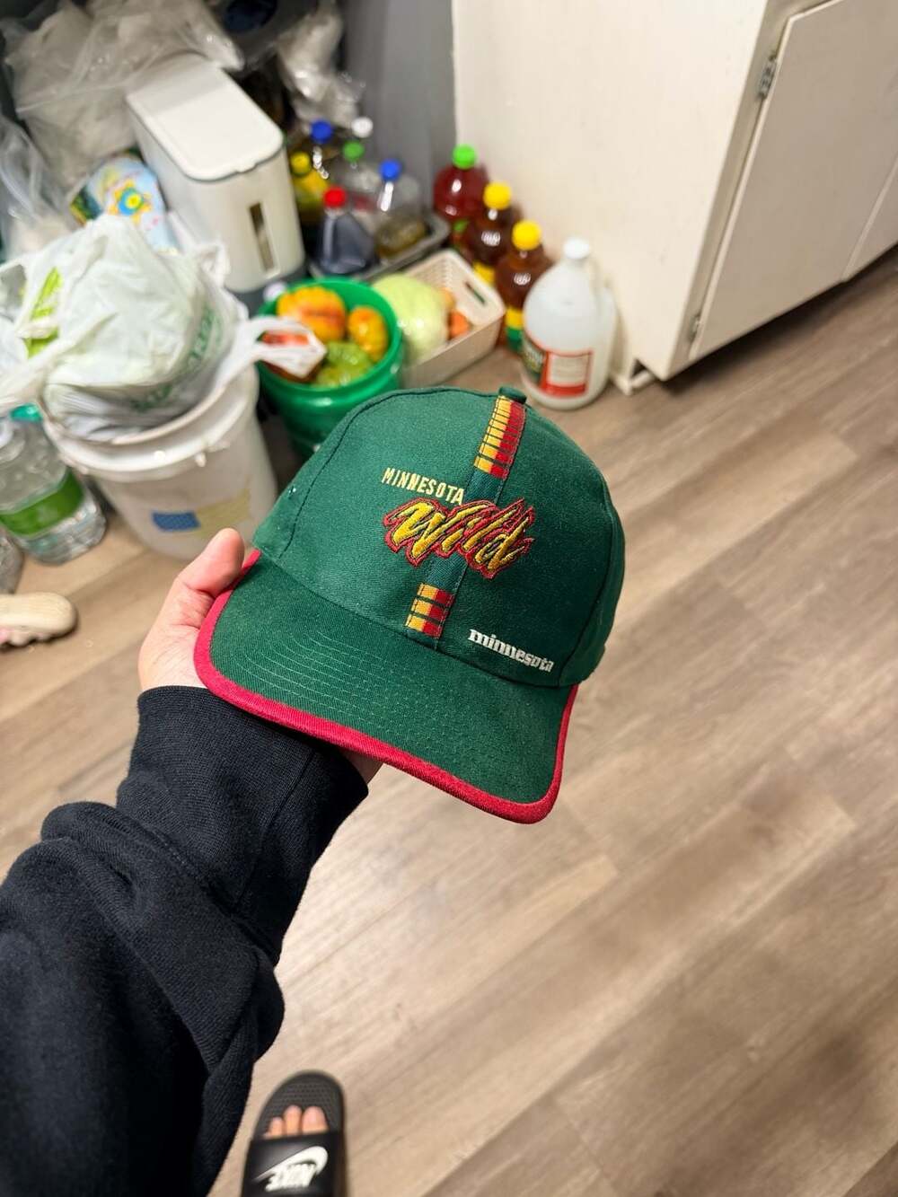 Logo 7 Minnesota Wild Strapback Hat Green Red NHL Vintage